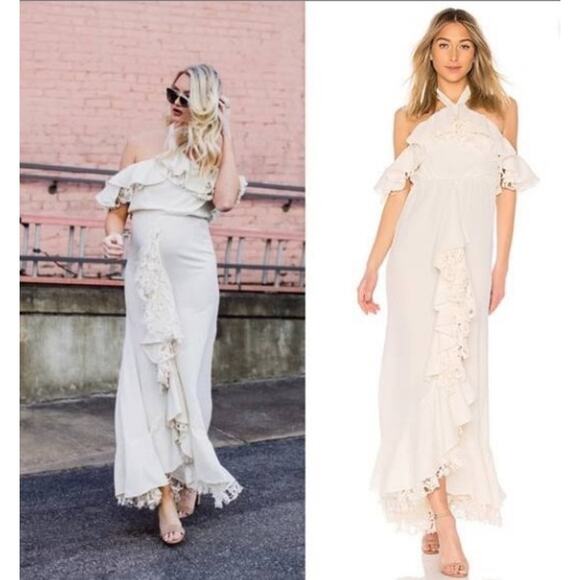 NWT Lovers+Friends Maxi Lace and Ruffle Dress - Picture 7 of 13